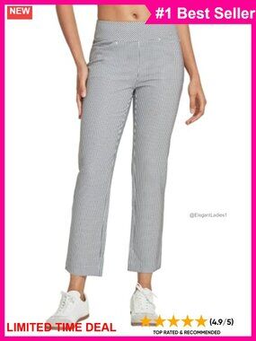 Women's Golf Pants Stretch Plaid Ankle Pant with Pockets UPF 50+